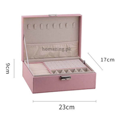 Premium Leather Jewelry Box Double Layer Storage