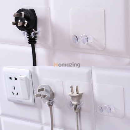 Pack Of 5 Transparent Power Plug Adhesive Hook