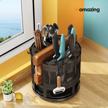 Rotatable Cutlery Utensil Rack With Knife Holder