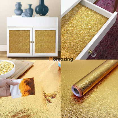 Oil Proof Aluminium Adhesive Sheet Stove Top - Golden - 60 x 200 cm