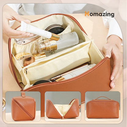 Large Capacity Leather Travel Cosmetic Bag