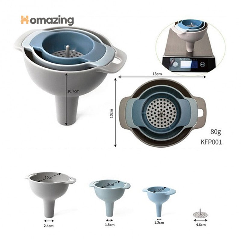 3Pcs Funnel Pots With Strainer Filter