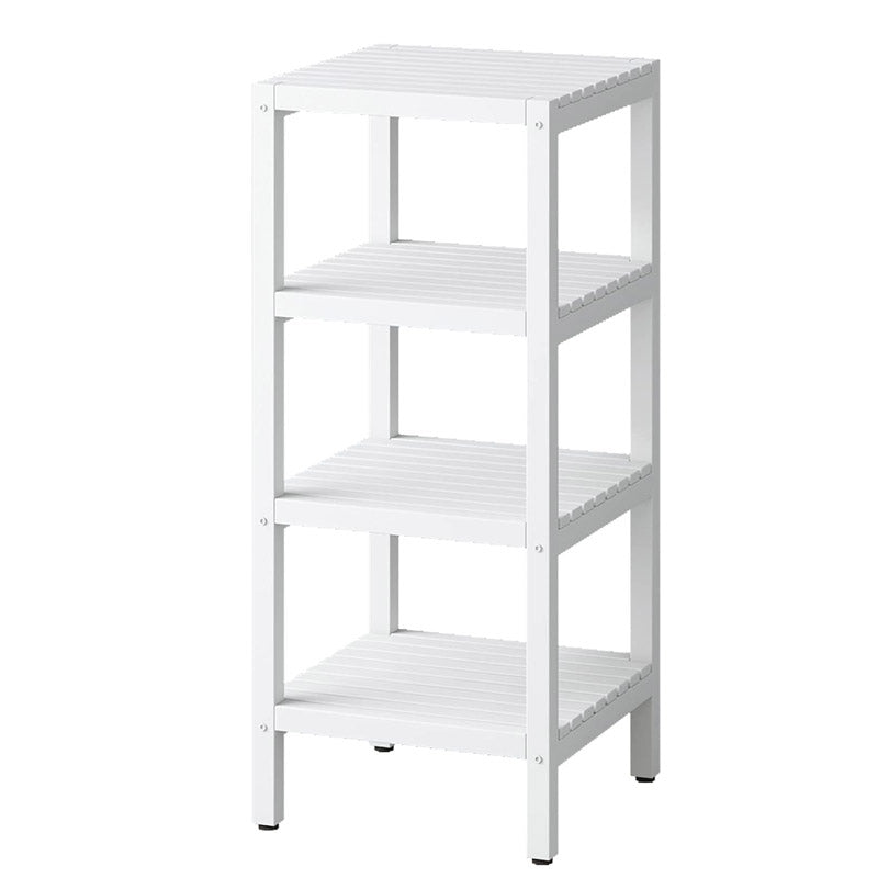 White Rectangular Shelf With Wood Look Non-Slip