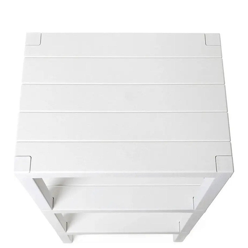 White Rectangular Shelf With Wood Look Non-Slip