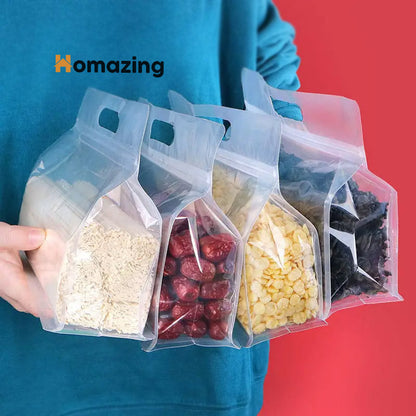 4Pcs Transparent Food Storage Bags With Handle