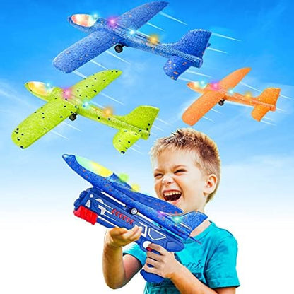 Airplane Launcher Gun Toy For Kids Aircraft Shooting Gun Toy Cool Outside Flying Toys(random color )