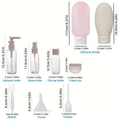 11pcs Travel Cosmetic Refillable Bottle Set