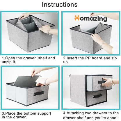 2 Drawer Fabric Storage Box Organizer