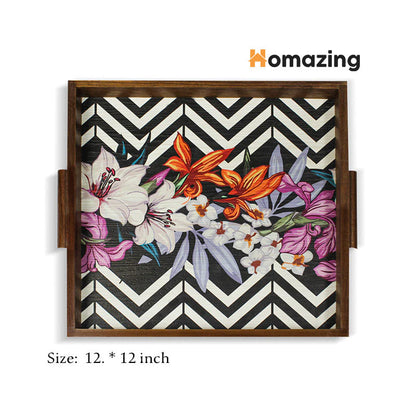 Beautiful Flower Art Tray-Wooden