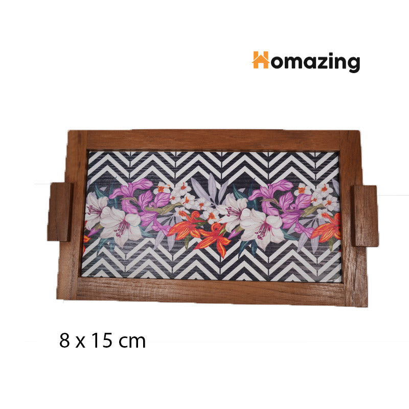 Beautiful Flower Art Tray-Wooden