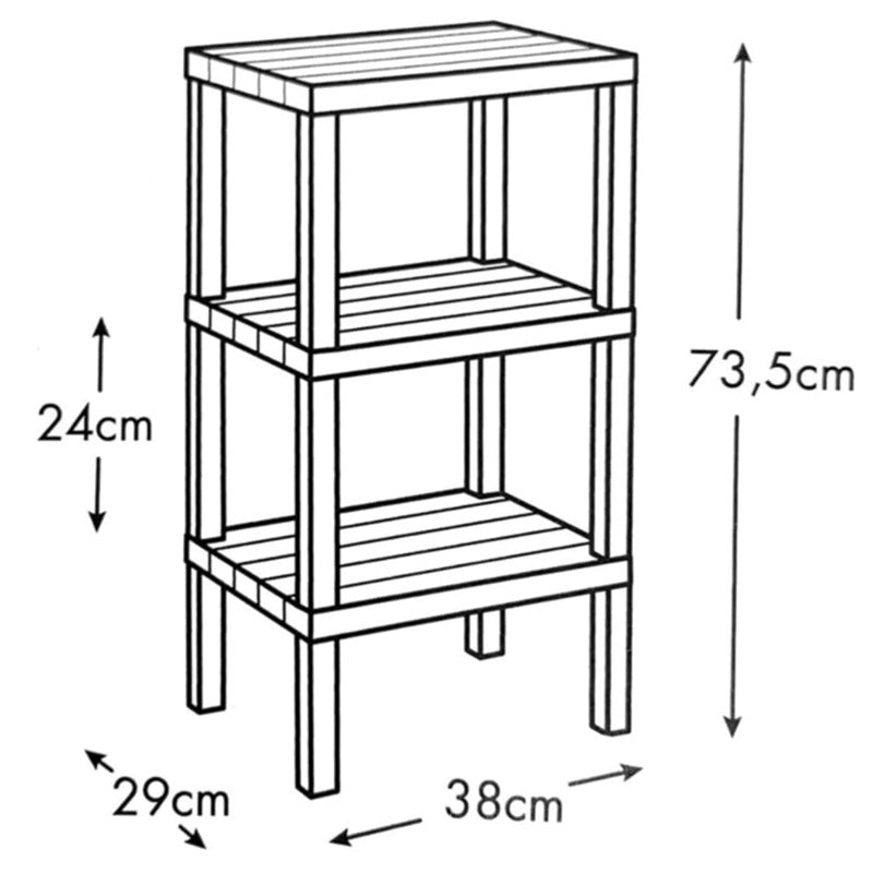 White Rectangular Shelf With Wood Look Non-Slip