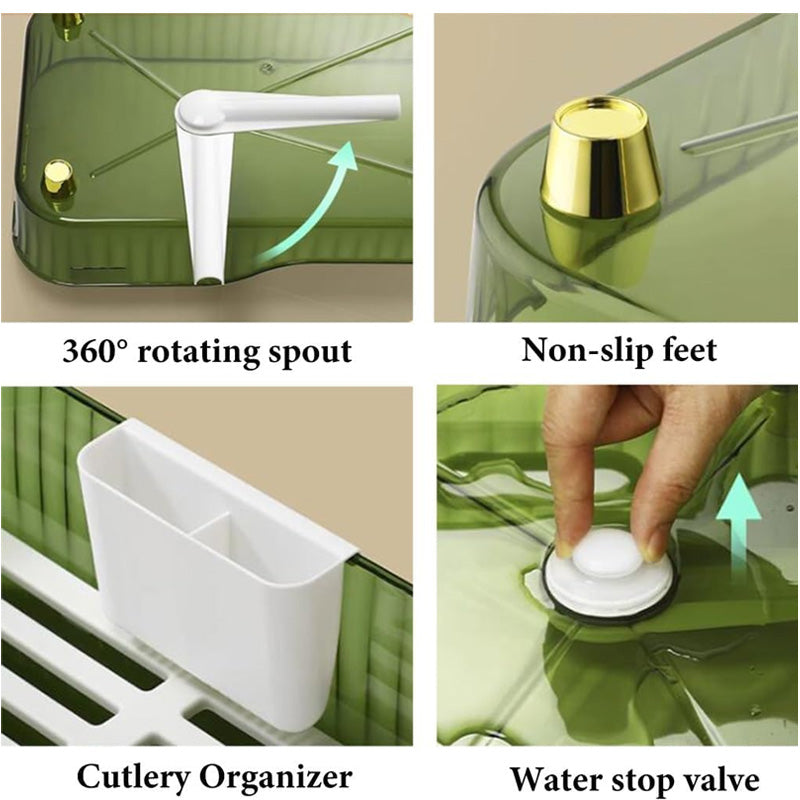 Acrylic Dish Drying Rack With Utensil Holder