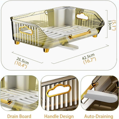 Acrylic Dish Drying Rack With Utensil Holder