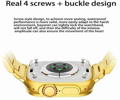 HK9 ULTRA Smart Watch With Metal Golden Strip