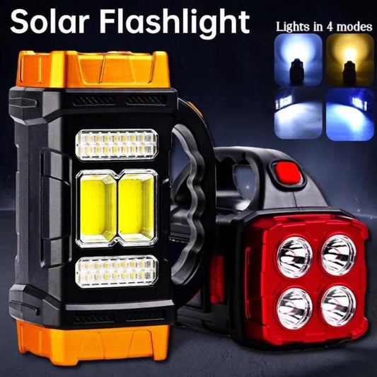 HB-2678 Solar LED Flashlight Portable USB Rechargeable Flashlight COB Torch Light Powerful Solar Light for Camping