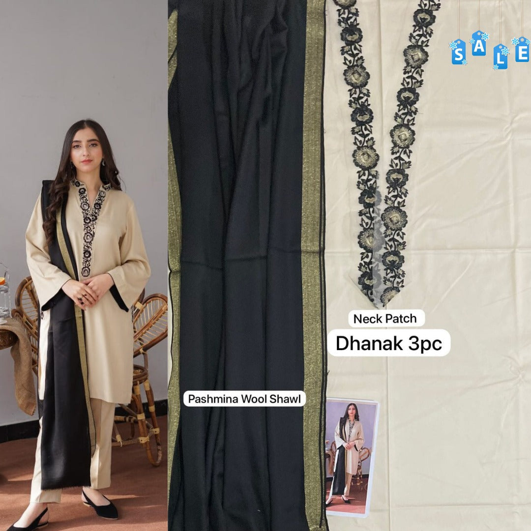 Brand Name AISLING X DYOT (DHANAK)   SHIRT:  Dhanak   DUPATTA: Pashmina Twill  TROUSER: Dhanak  By Pcs : 3 Pcs