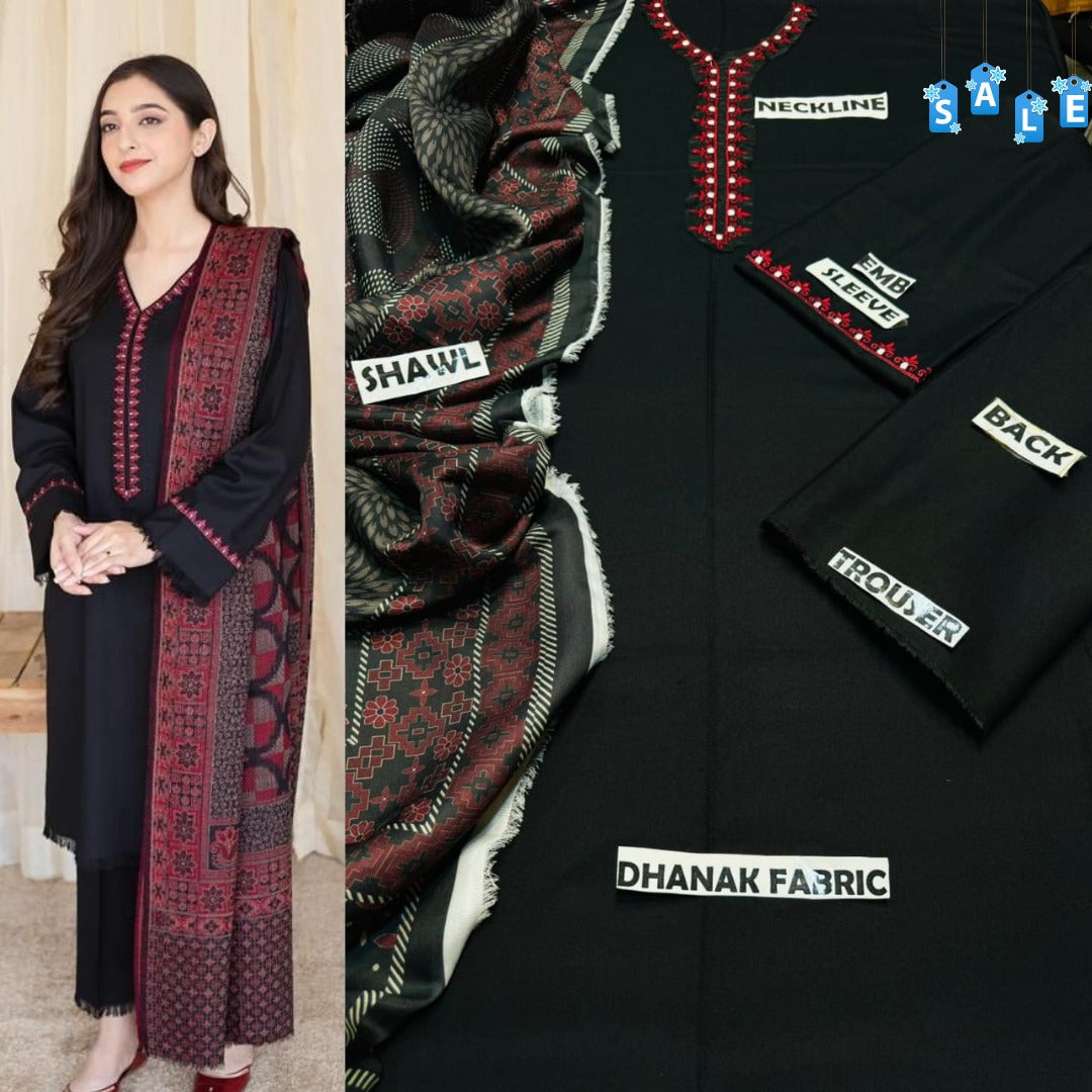 Brand Name AISLING X DYOT (DHANAK)   SHIRT:  Dhanak   DUPATTA: Pashmina Twill  TROUSER: Dhanak  By Pcs : 3 Pcs