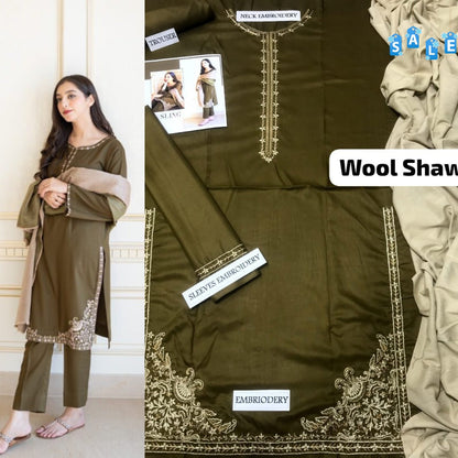 Brand Name AISLING X DYOT (DHANAK)   SHIRT:  Dhanak   DUPATTA: Pashmina Twill  TROUSER: Dhanak  By Pcs : 3 Pcs