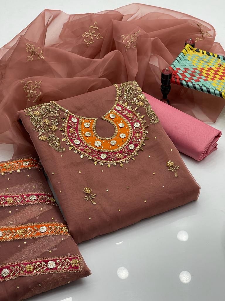 New wedding Banarsi Indian  Handmade+aari zari beeds and gotta Work applic Collection 2K25