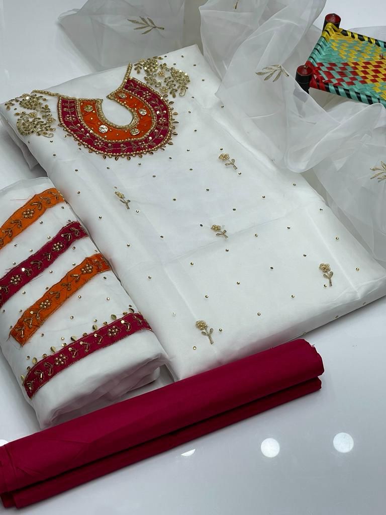 New wedding Banarsi Indian  Handmade+aari zari beeds and gotta Work applic Collection 2K25