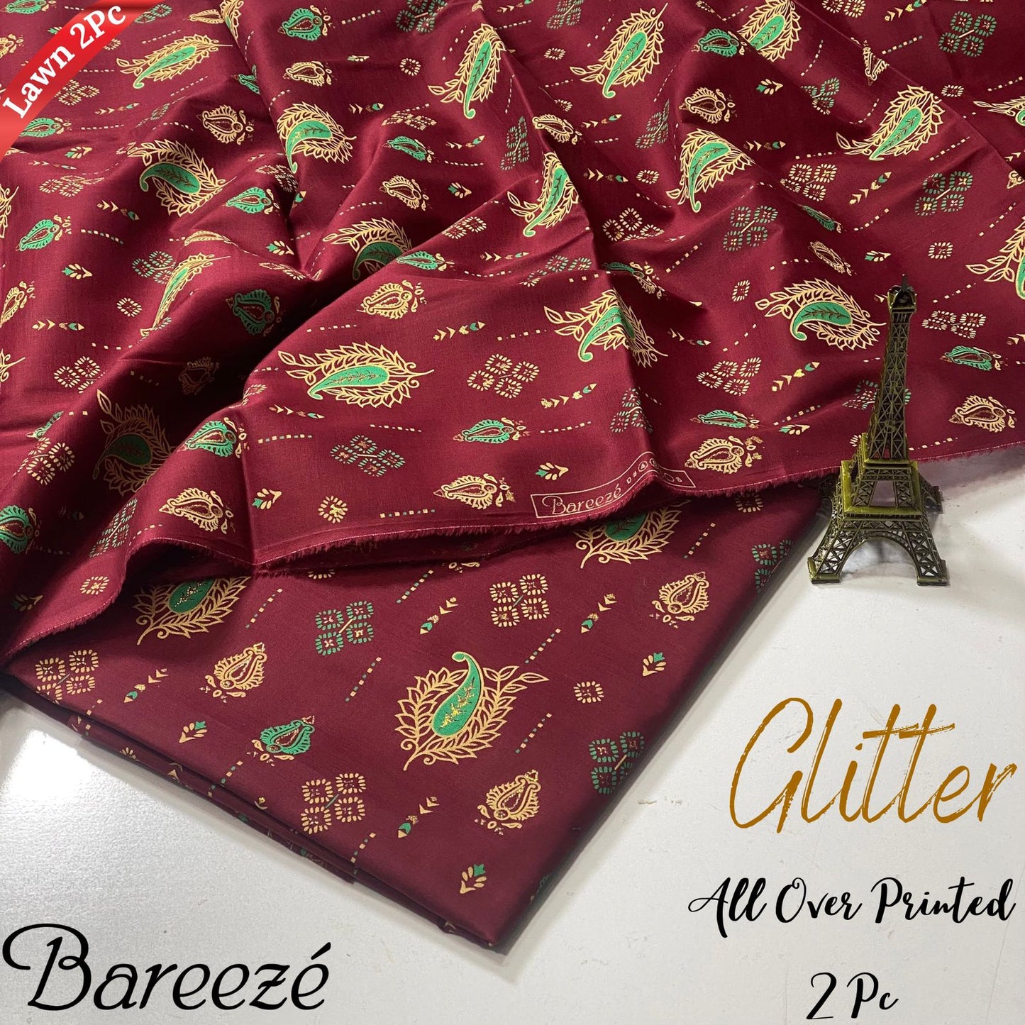 Bareeze Glitter Print All Over Lawn 2Pc With most luxurious feel of fabric