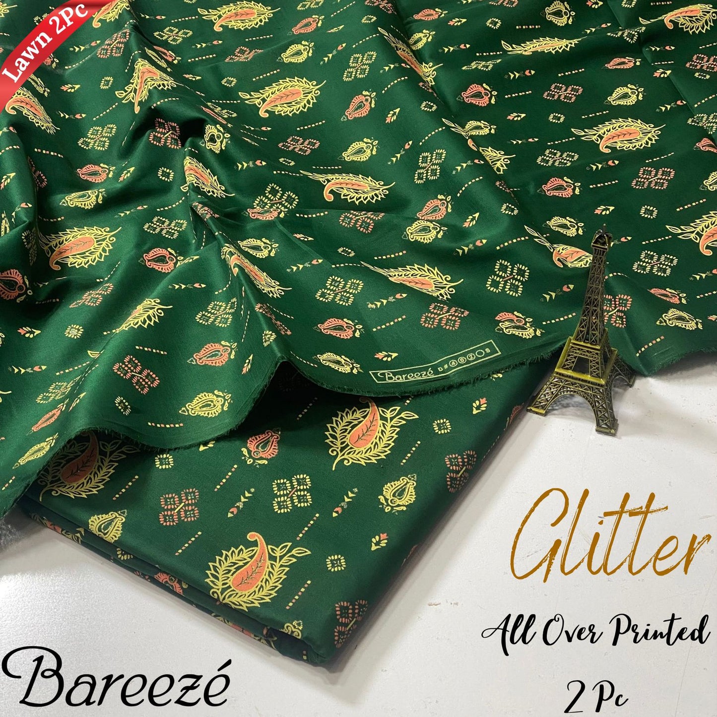 Bareeze Glitter Print All Over Lawn 2Pc With most luxurious feel of fabric