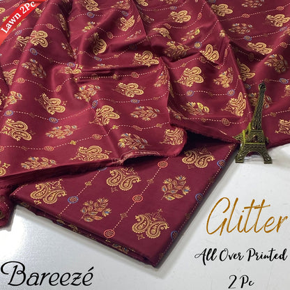 Bareeze Glitter Print All Over Lawn 2Pc With most luxurious feel of fabric