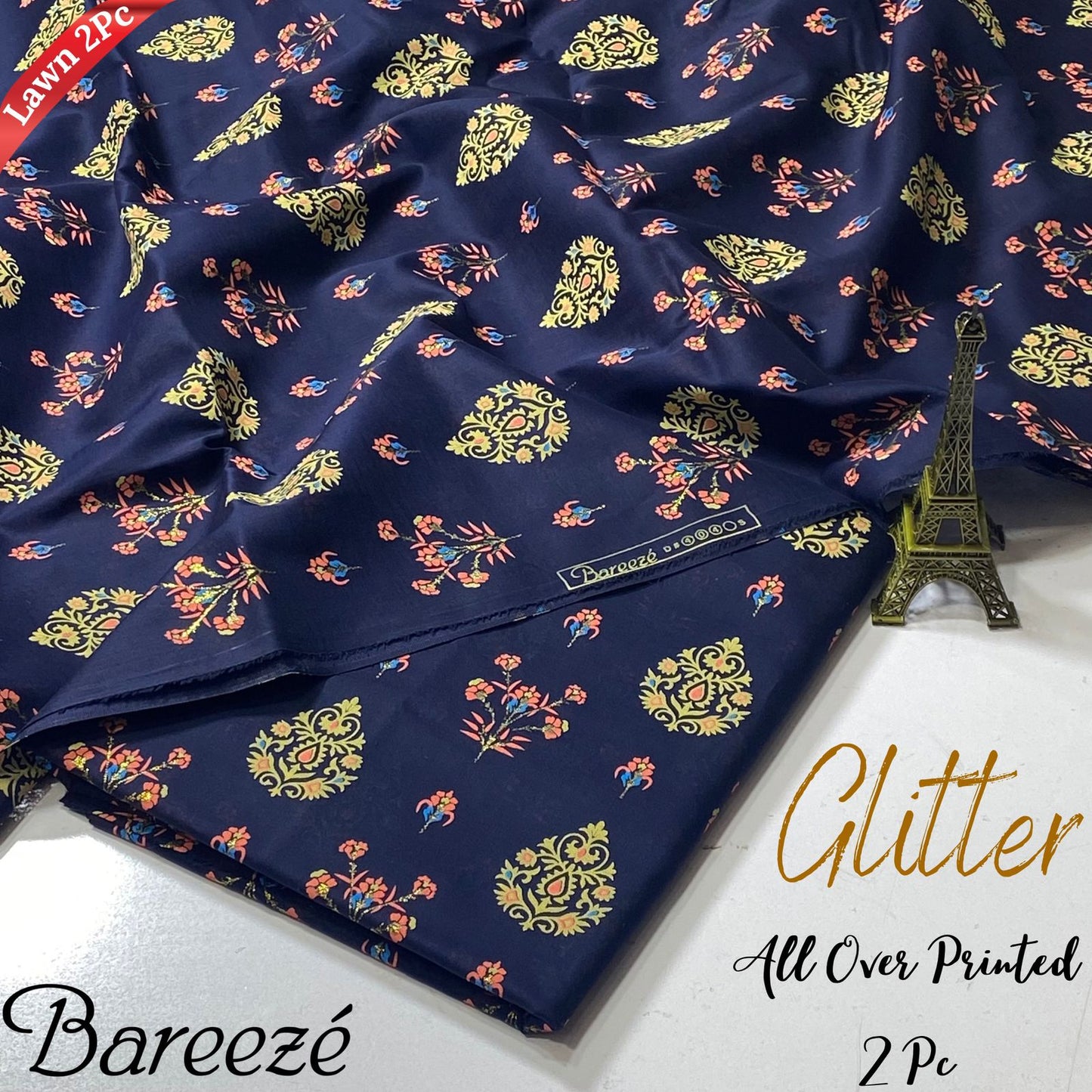 Bareeze Glitter Print All Over Lawn 2Pc With most luxurious feel of fabric