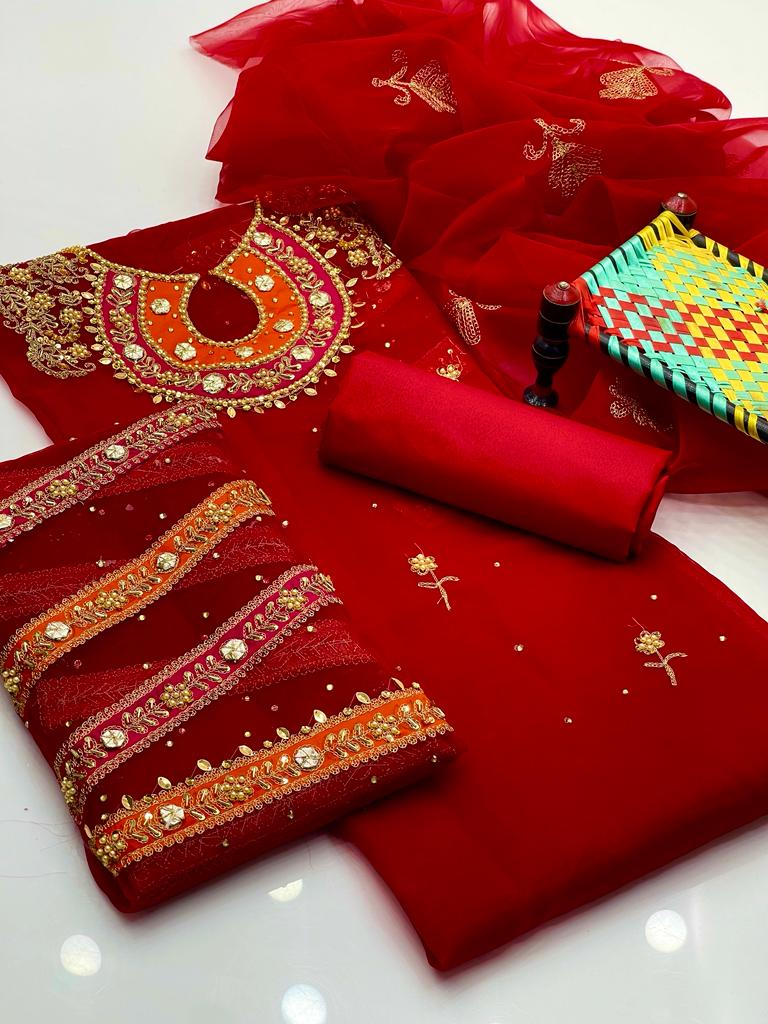 New Eid Banarsi Indian  Handmade+aari zari beeds and gotta Work applic Collection 2K25