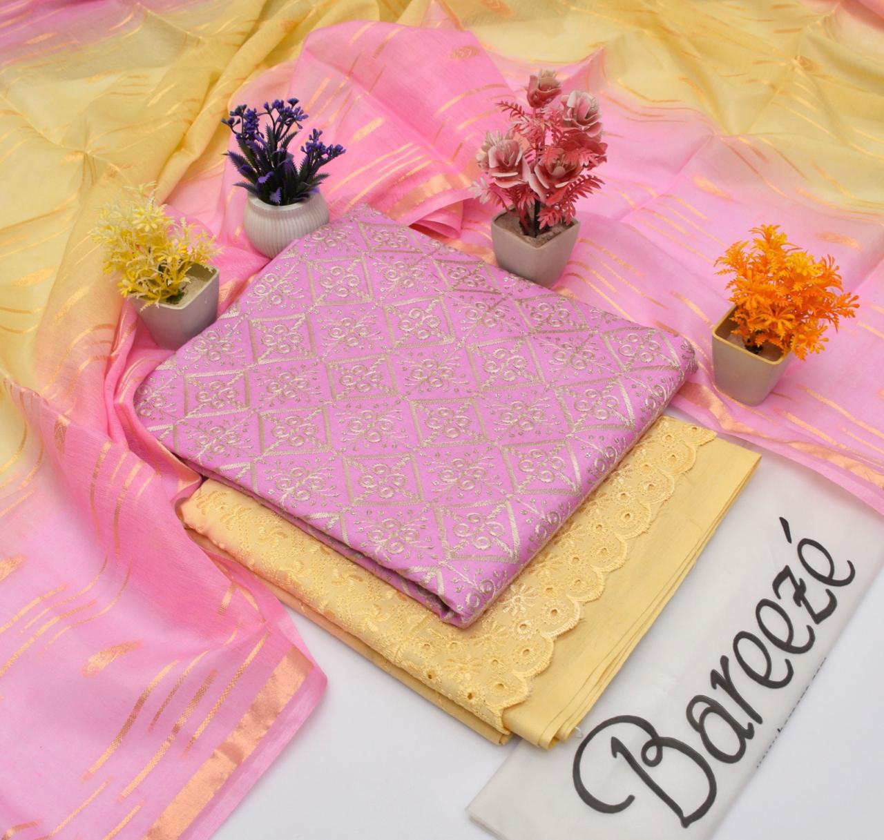 (BAREEZE LAWN 2025 OPENING)  FABRIC :  DORIYA COTTON LAWN ✅  3pc Embroidery Doriya cotton  Lawn WITH DIAMOND BAROSHA DUPATTA