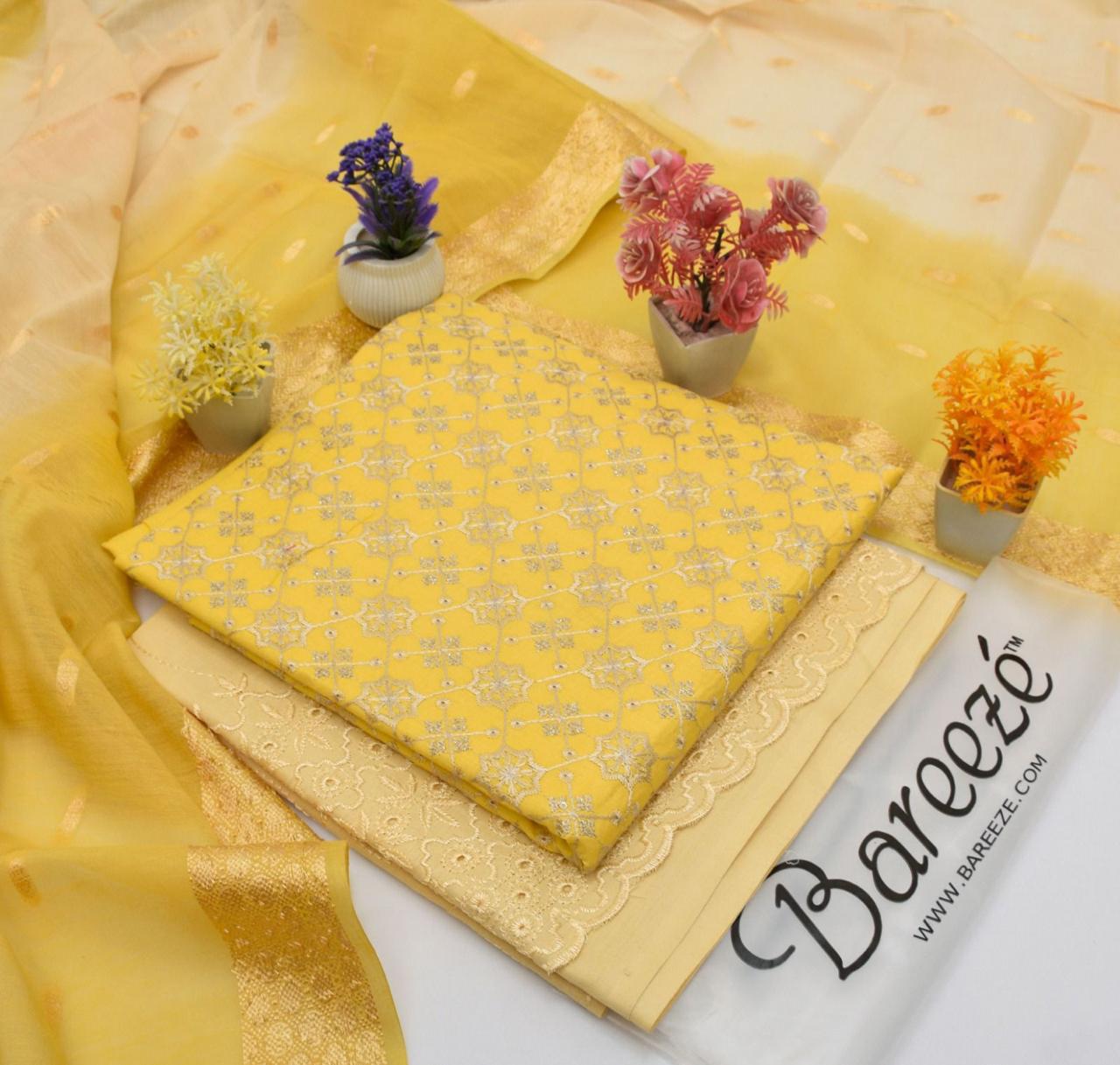 (BAREEZE LAWN 2025 OPENING)  FABRIC :  DORIYA COTTON LAWN ✅  3pc Embroidery Doriya cotton  Lawn WITH DIAMOND BAROSHA DUPATTA