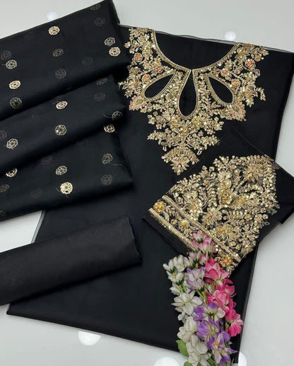 Hot Eid Article 2K25🥳  One of the Most Demanding Beautiful & Elegant Fancy Organza Original Handmade Cutdana Nagina Heavy Same Work with Heavy work sleeves cut Dana Heavy Handmade booti Aari Work Heavy Dupatta