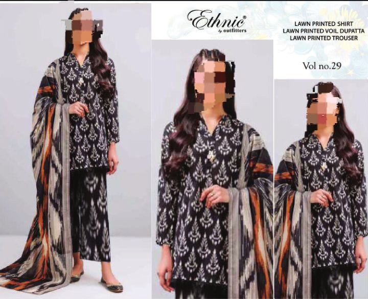 (ETHNIC LAWN 2025 OPENING)  DIGITAL PRINT LUXURY 90/70 WITH 100/100 VOIL DUPATTA  Printed 3pc Collection