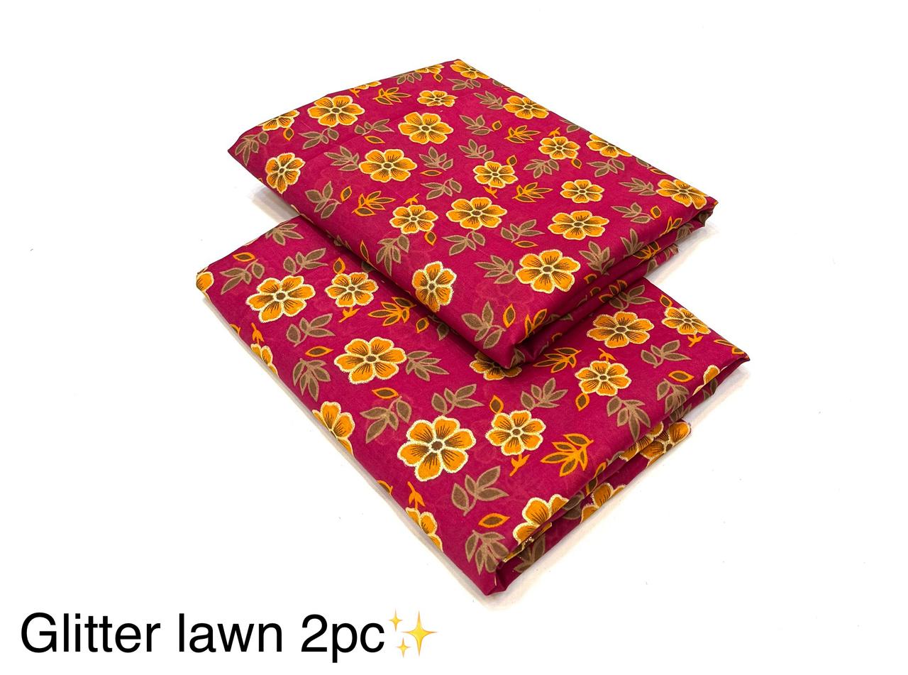 Glitter Lawn 2pc Printed Collection   Fabric Lawn 90/88