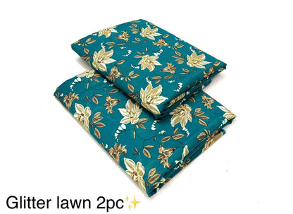 Glitter Lawn 2pc Printed Collection   Fabric Lawn 90/88