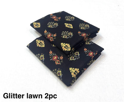 Glitter Lawn 2pc Printed Collection   Fabric Lawn 90/88