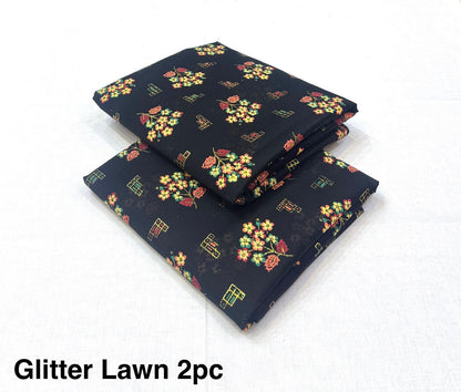 Glitter Lawn 2pc Printed Collection   Fabric Lawn 90/88