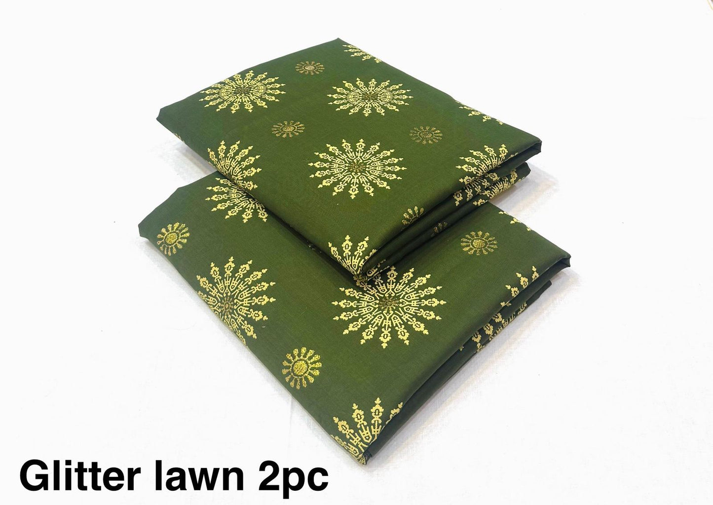 Glitter Lawn 2pc Printed Collection   Fabric Lawn 90/88