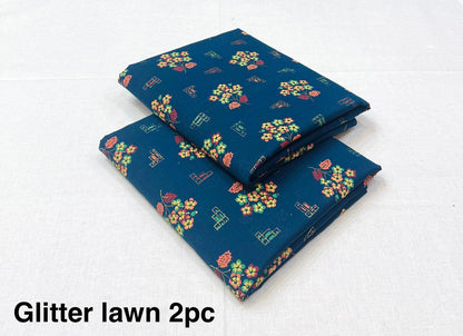 Glitter Lawn 2pc Printed Collection   Fabric Lawn 90/88