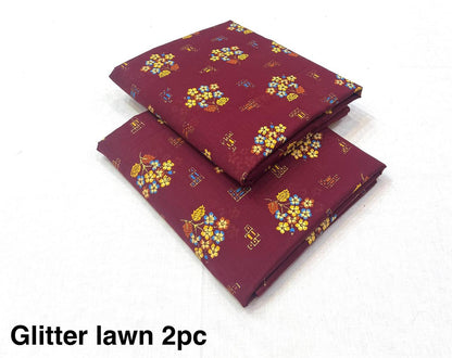 Glitter Lawn 2pc Printed Collection   Fabric Lawn 90/88