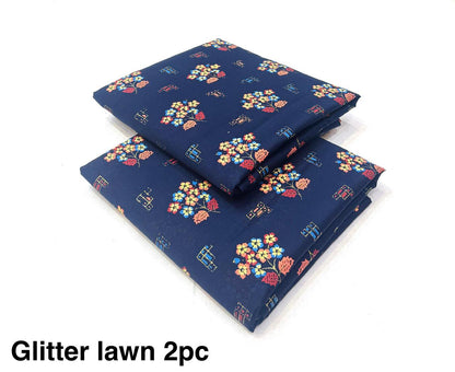 Glitter Lawn 2pc Printed Collection   Fabric Lawn 90/88