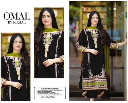 Brand Name OMAL BY KOMAL (LAWN)   SHIRT:  Lawn  DUPATTA: Bamber Chiffon Zari  TROUSER: Lawn   By Pcs : 3 Pcs