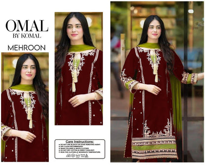 Brand Name OMAL BY KOMAL (LAWN)   SHIRT:  Lawn  DUPATTA: Bamber Chiffon Zari  TROUSER: Lawn   By Pcs : 3 Pcs