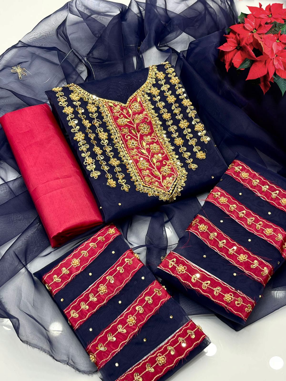 New Eid Banarsi Indian  Handmade+aari zari beeds and Nagina Work Heavy Applic Collection 2K25