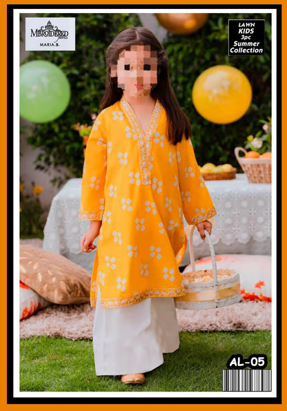 Maira  B  🥜Kids 3 pieces lawn  🥜Dupeta Net  1.75yard     🥜🥜🥜🥜Embroidered Shirt with Patches 🥜Size 36 inches in length 2.0     Yard  shirt