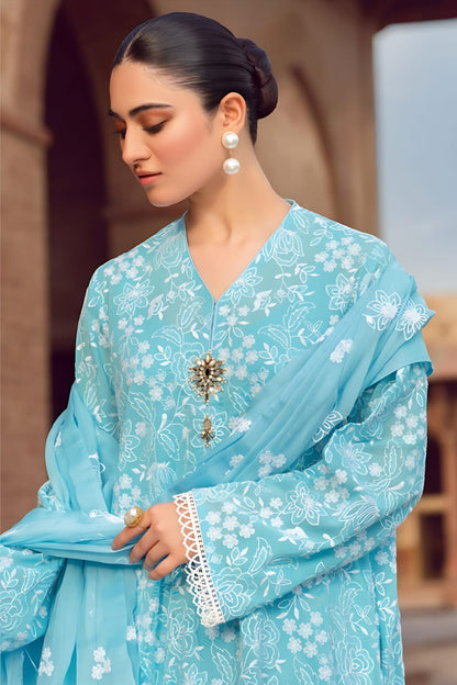 MARIA.B   3PC LAWN EMBROIDERED SHIRT WITH CHIFFON EMBROIDERED DUPATTA AND TROUSER