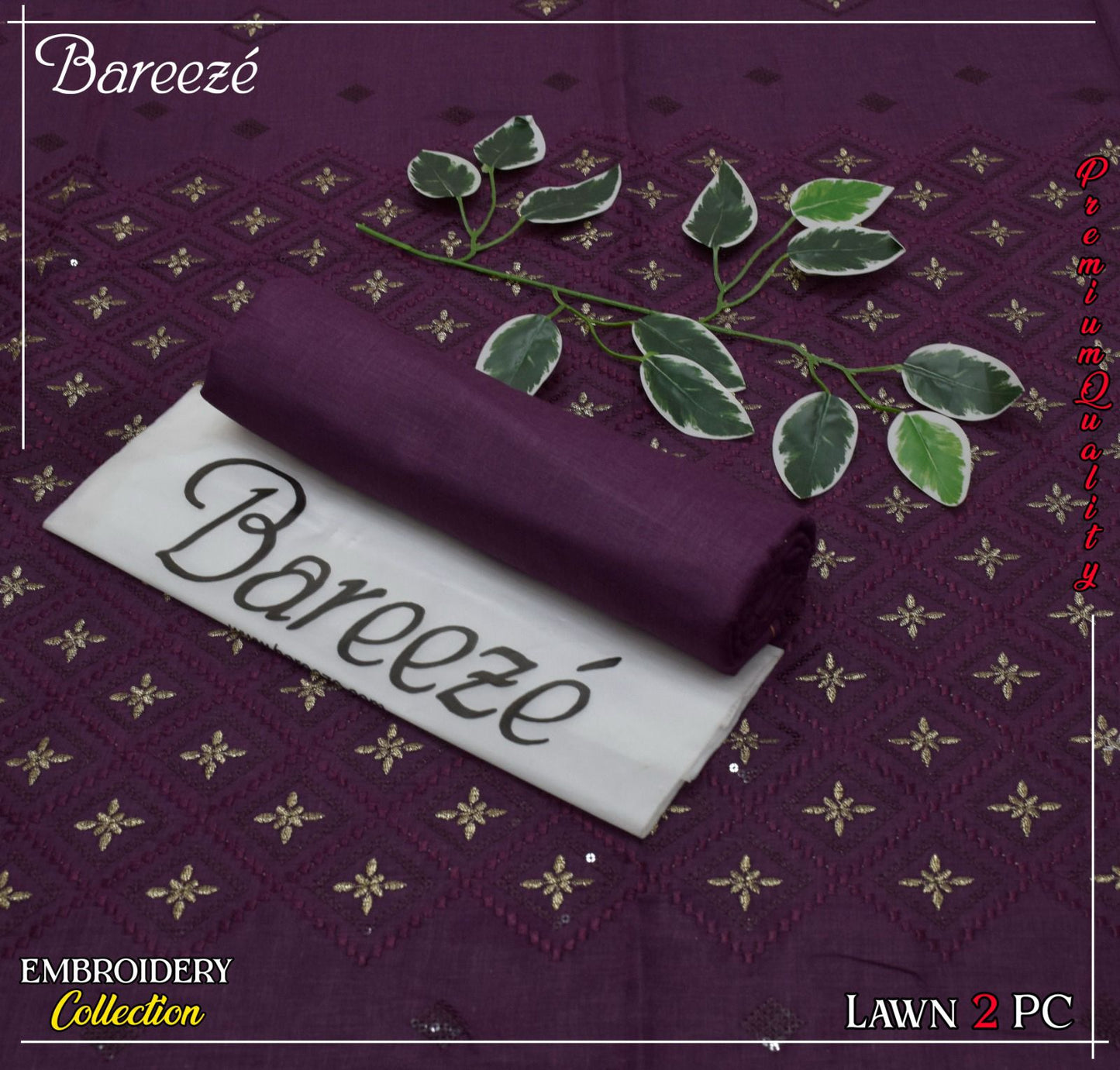 (*BAREEZE Opening     LWAN 2025)  BAREEZE Lwan EMB COLLECTION               2pc Suits