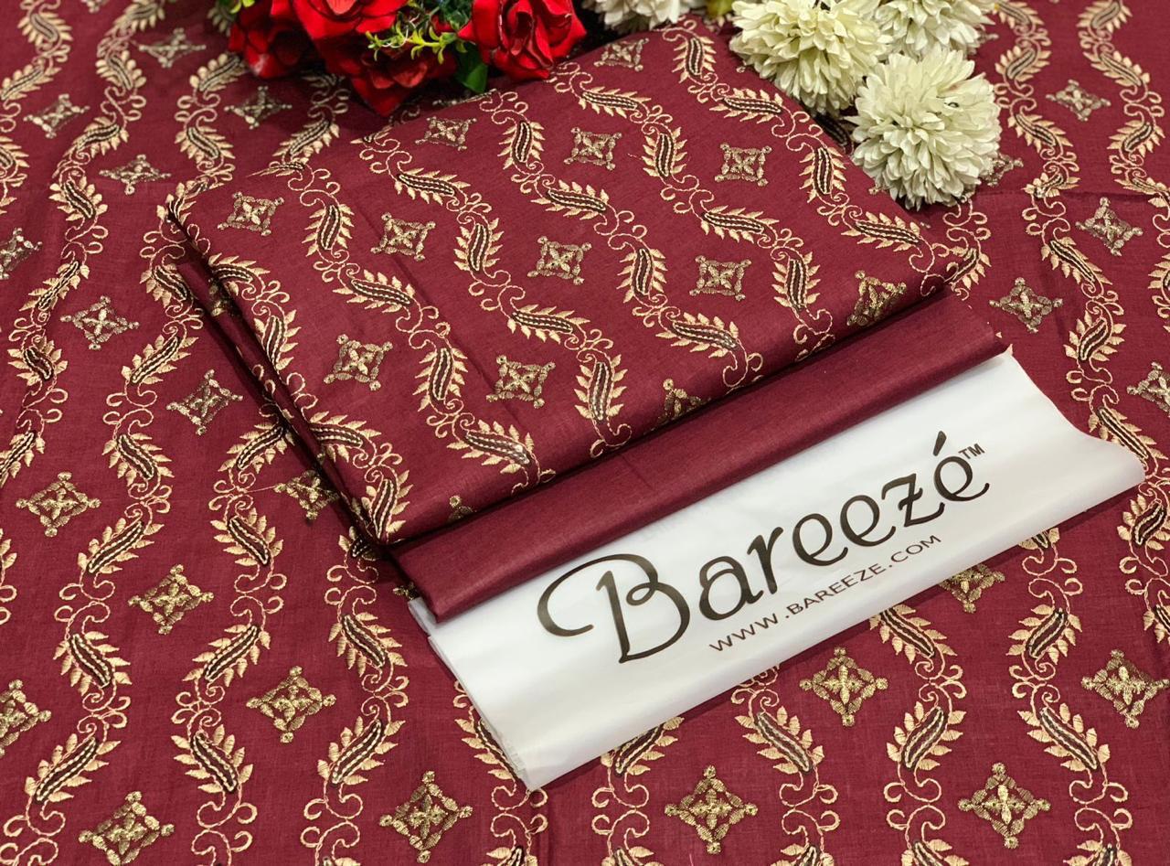 (BAREEZE LAWN 2025 OPENING)  EMBROIDERY LUXURY COTTON LAWN  Embroidery 2pc Collection