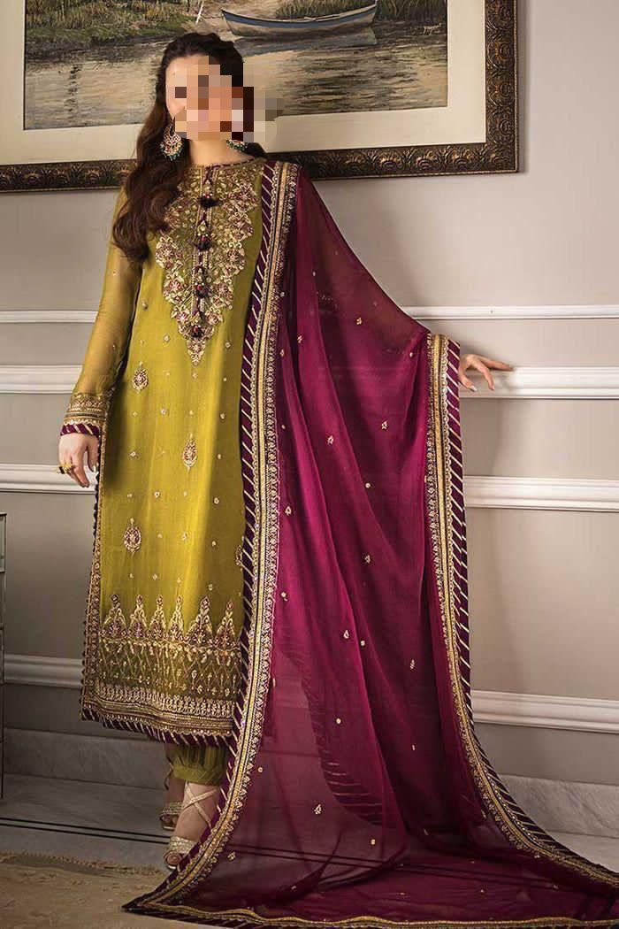 Brand:ASIM JOFA  Fabric Details:CHIFFON Suit With MALAI Trouser