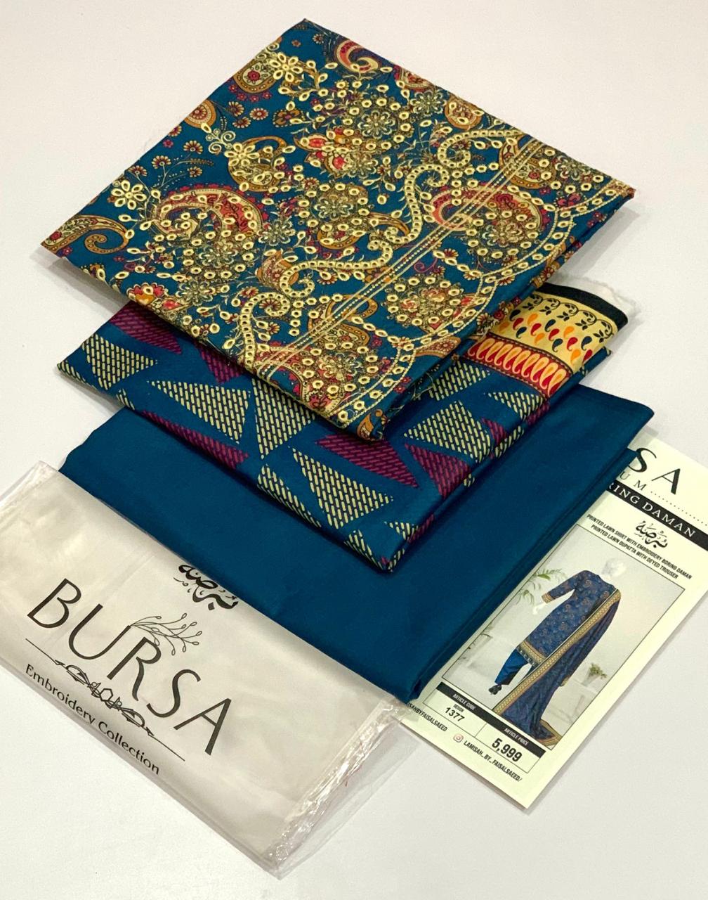 (BURSA BRAND Opening DESIGNS 2025)  BURSA 💯 Orginal DAMAN BORING Embroidery 3pc Collection